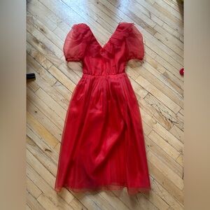 Vintage Linda Lundstrom  Red Organza Dress